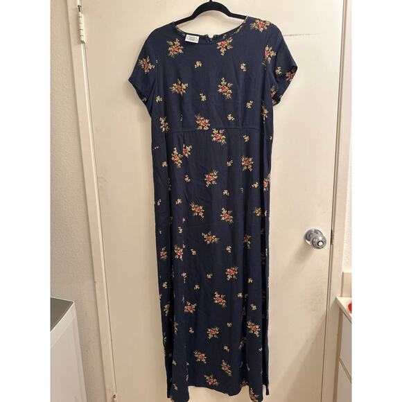 Laura Ashley VTG Wool Ditsy Floral Maxi Dress Cottagecore Prairie Heritage 14 - Picture 1 of 4